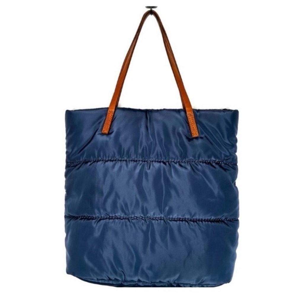 UGG Navy Blue Quilted Tote Bag with Brown Straps - Picture 4 of 9